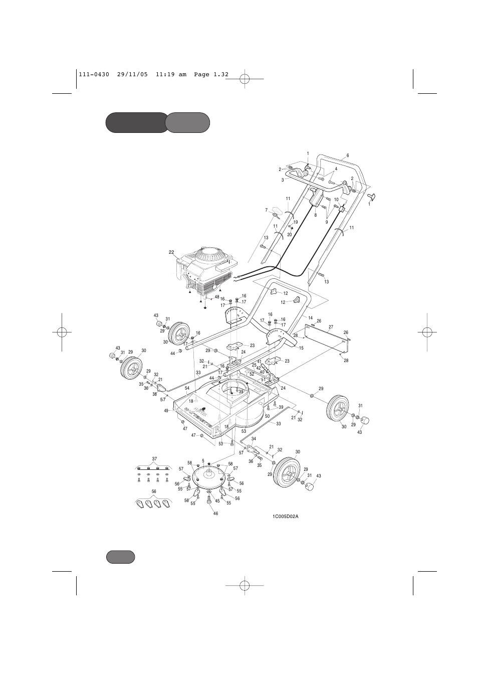Parts list | Hayter Mowers Hayterette 005D User Manual | Page 32 / 36