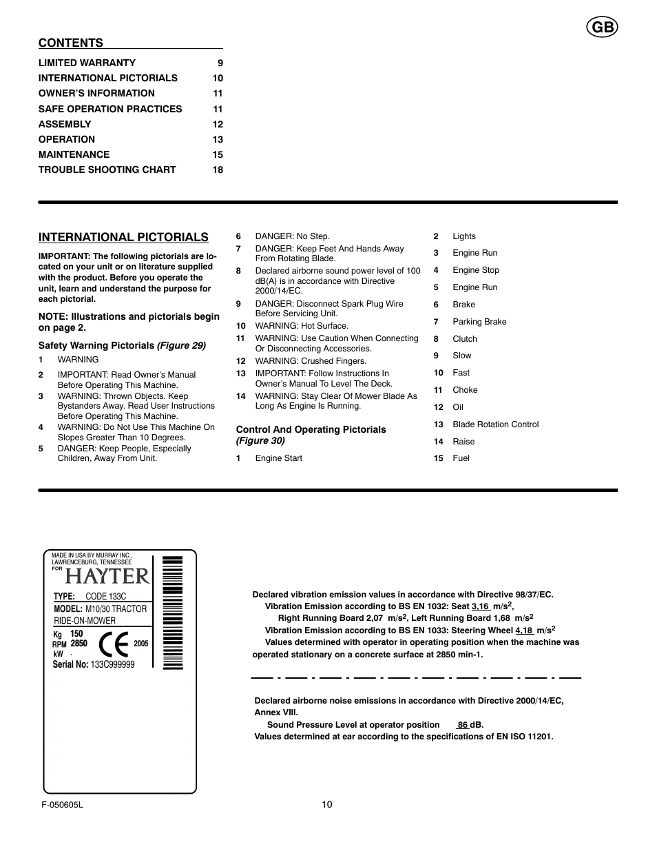 Hayter Mowers M30 User Manual | Page 10 / 36