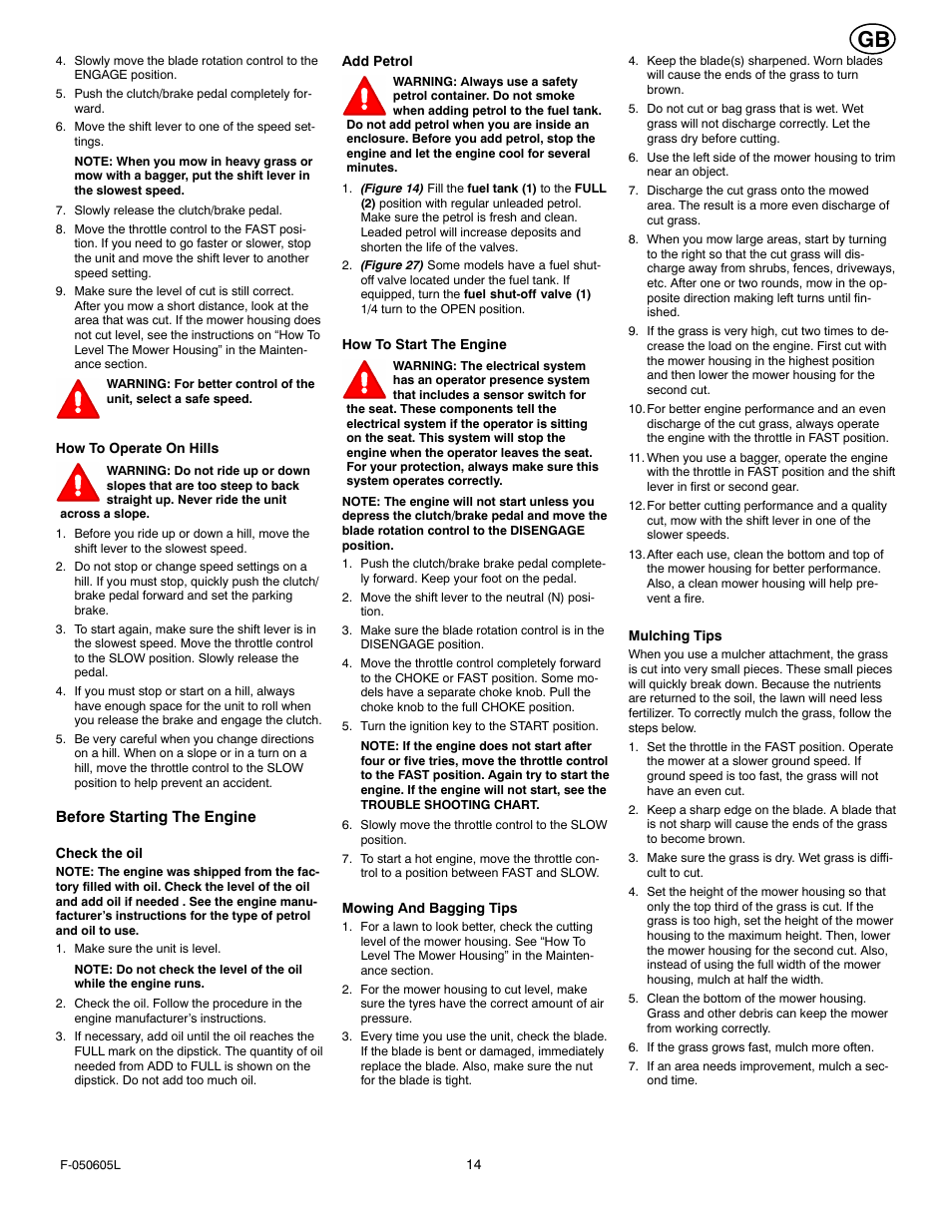 Hayter Mowers M30 User Manual | Page 14 / 36