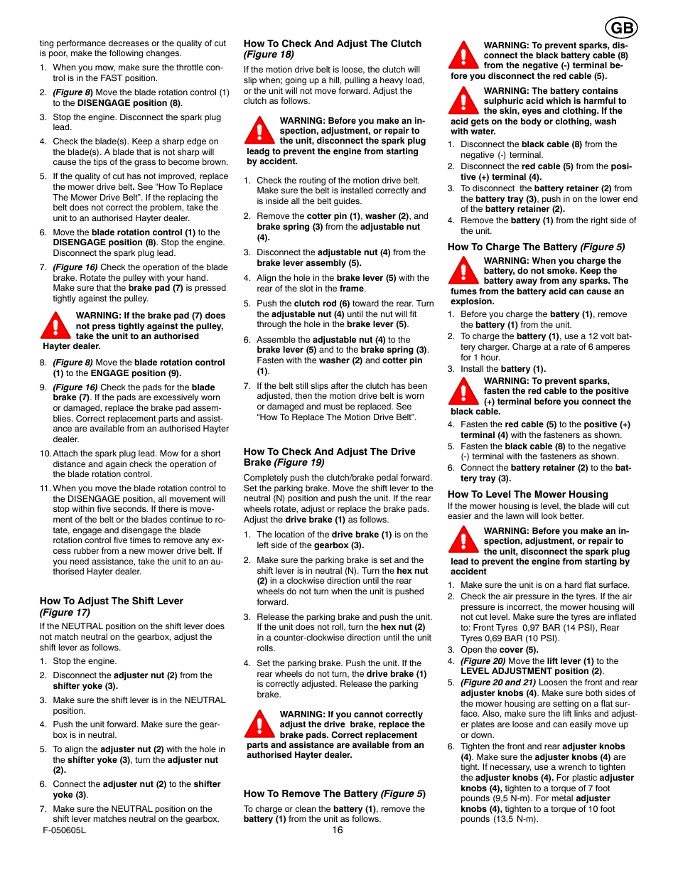 Hayter Mowers M30 User Manual | Page 16 / 36
