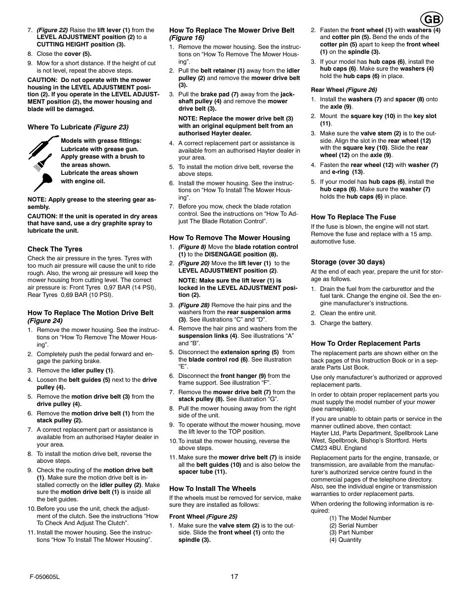 Hayter Mowers M30 User Manual | Page 17 / 36