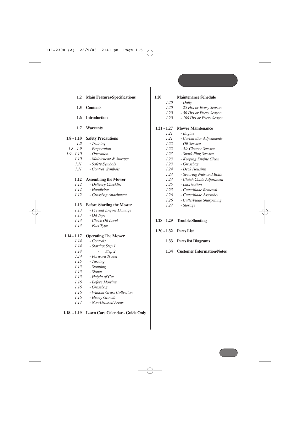 Hayter Mowers Motif 434F User Manual | Page 5 / 36