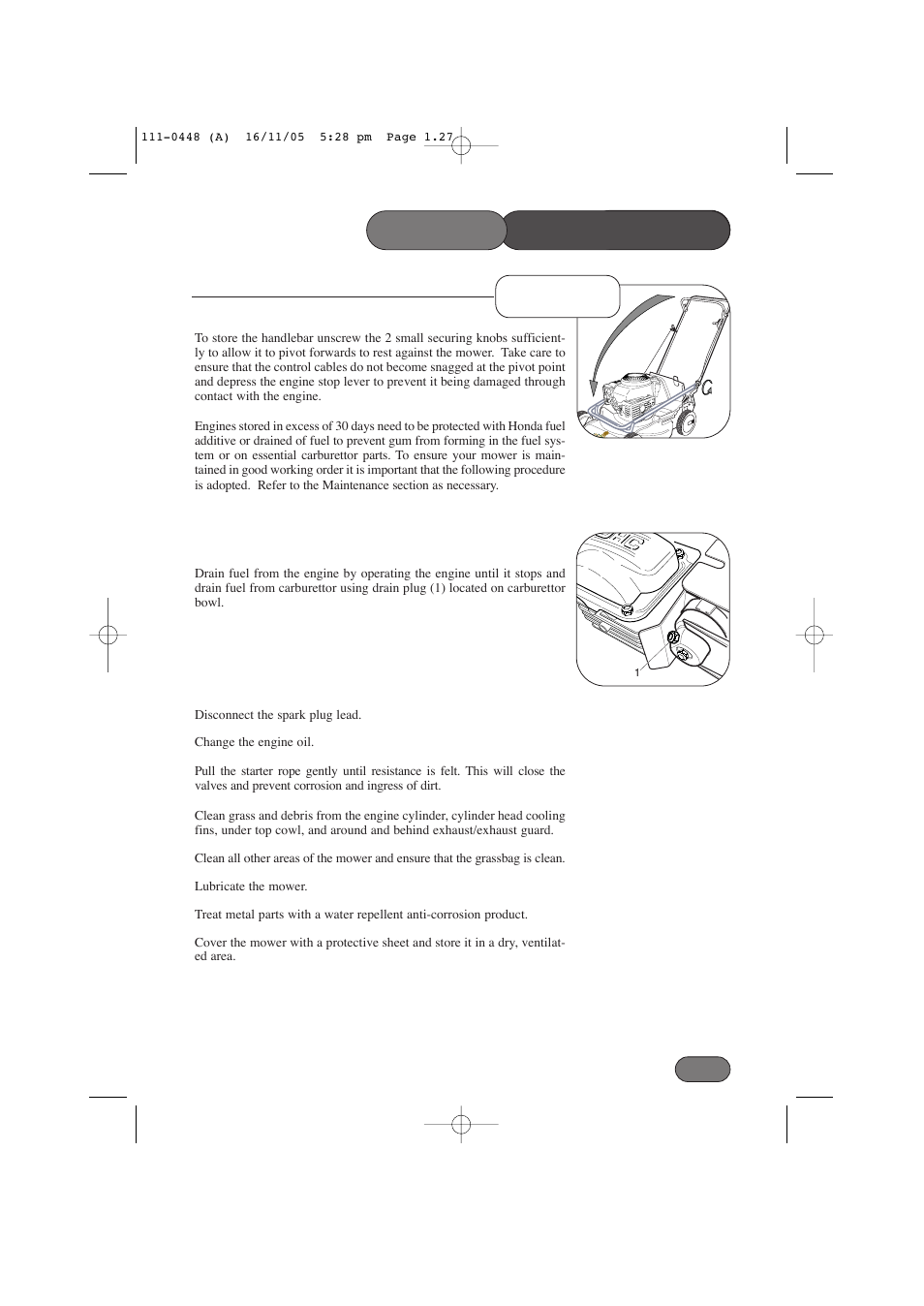 Storage, Maintenance mower | Hayter Mowers 435D User Manual | Page 27 / 36