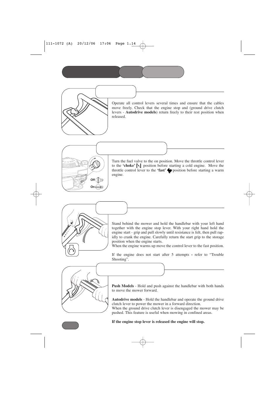 Controls | Hayter Mowers Motif 434E User Manual | Page 14 / 36