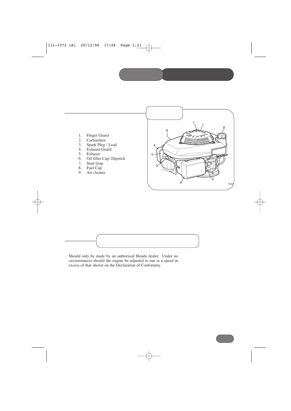 Engine carburettor adjustments maintenance mower | Hayter Mowers Motif 434E User Manual | Page 21 / 36