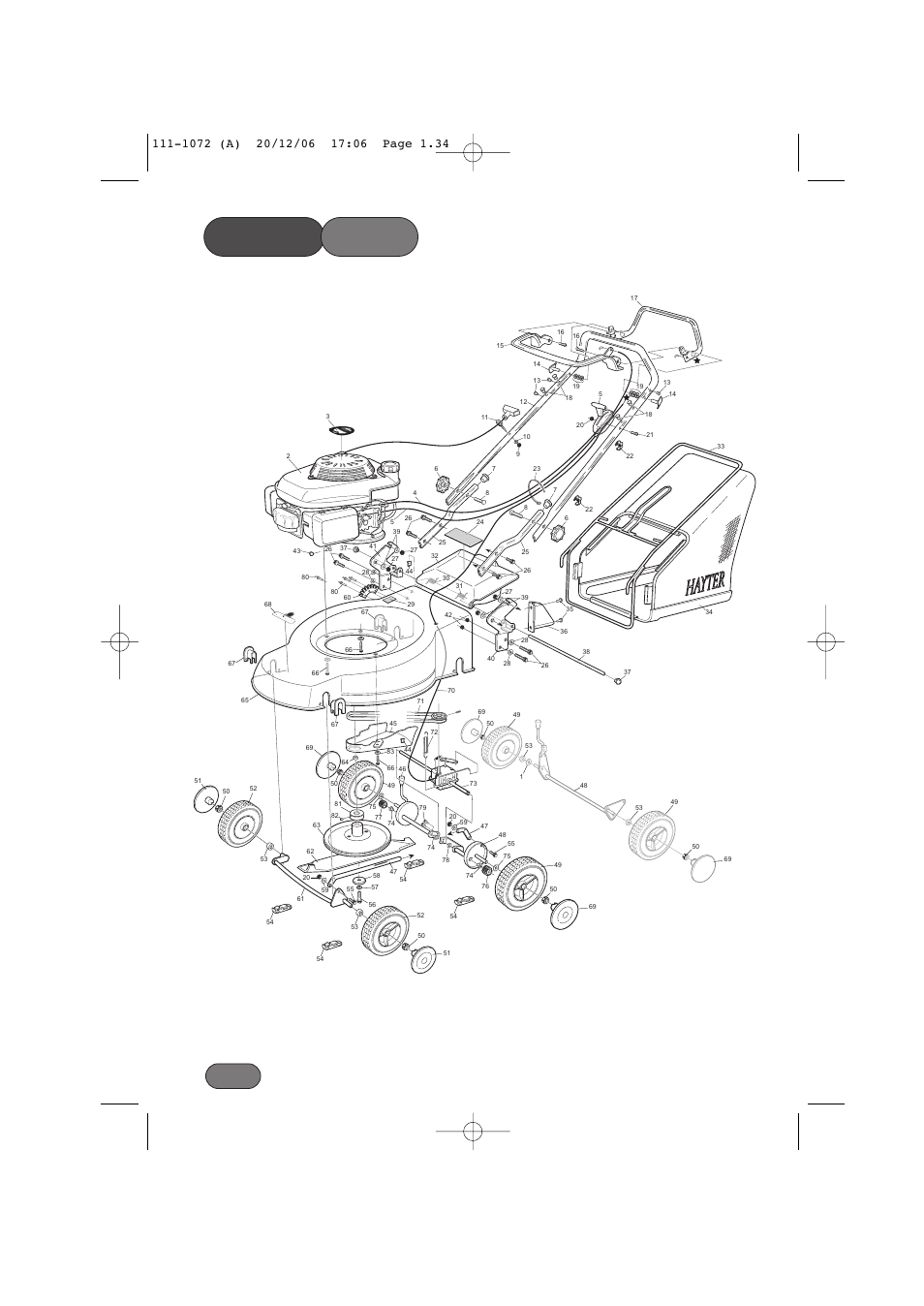 Parts list, Brigg s & stratt on | Hayter Mowers Motif 434E User Manual | Page 34 / 36