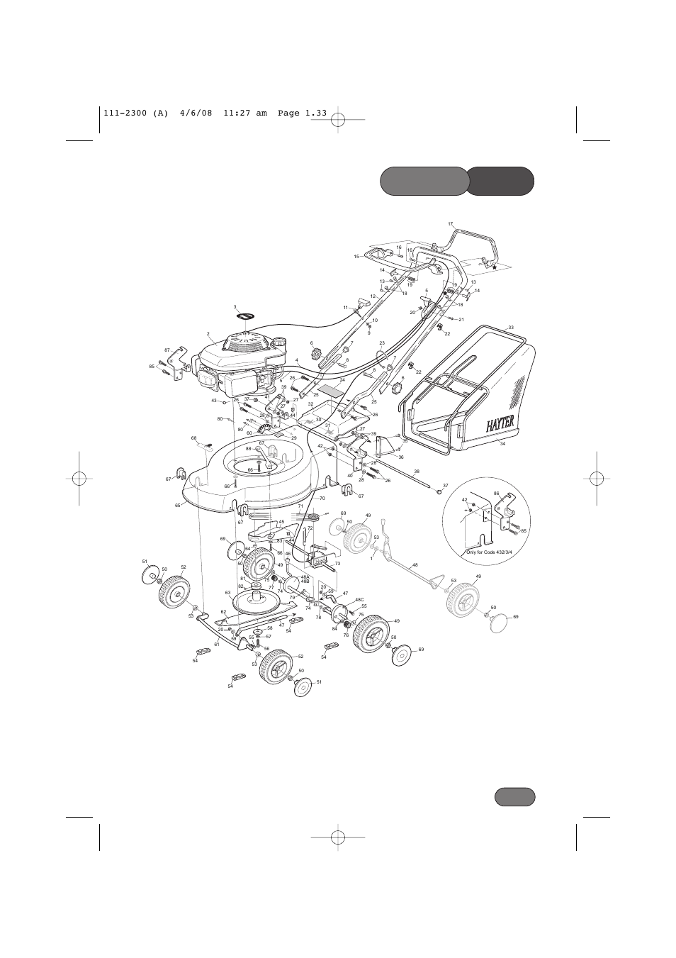 List parts, Brigg s & st r atton | Hayter Mowers Motif 43F User Manual | Page 33 / 40