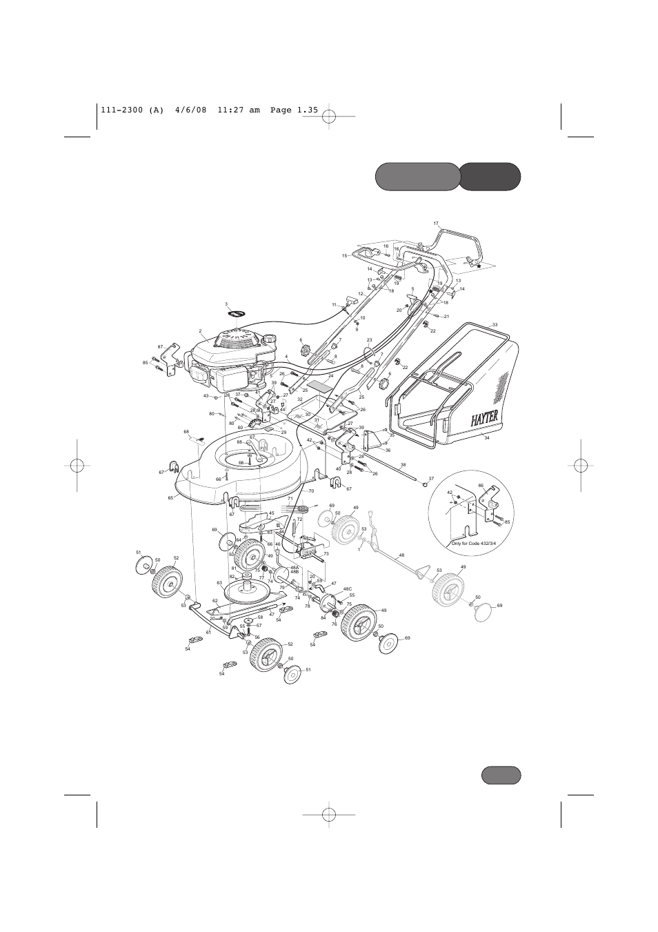 List parts, Brigg s & st r atton | Hayter Mowers Motif 43F User Manual | Page 35 / 40