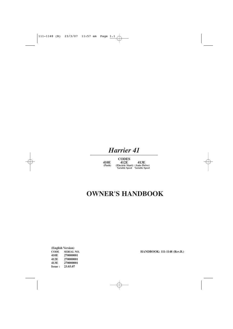 Hayter Mowers Harrier 41 412E User Manual | 40 pages