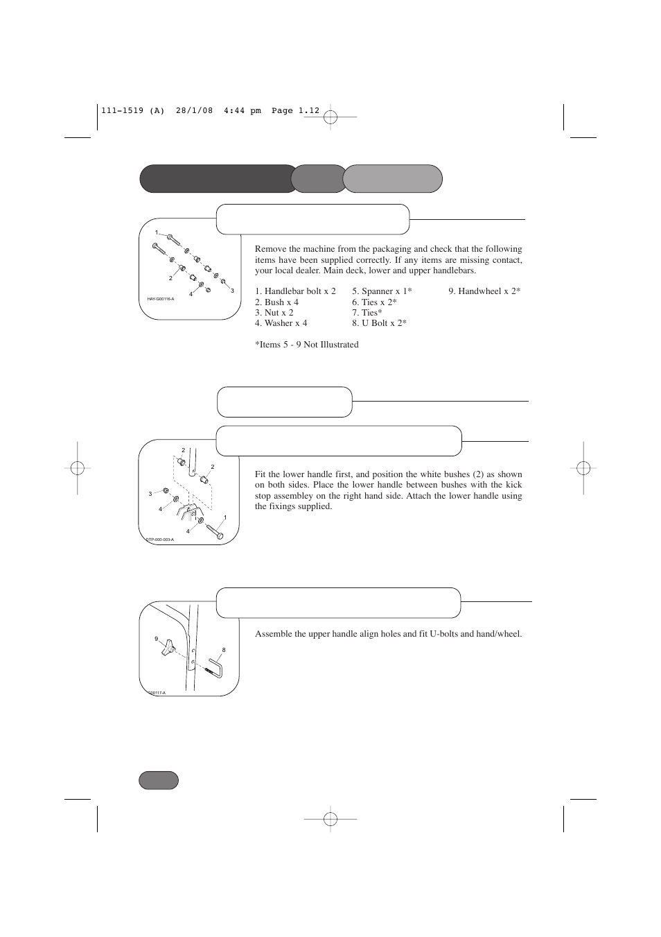Assembling the mower | Hayter Mowers Hovertrim 185E XR16 User Manual | Page 12 / 28