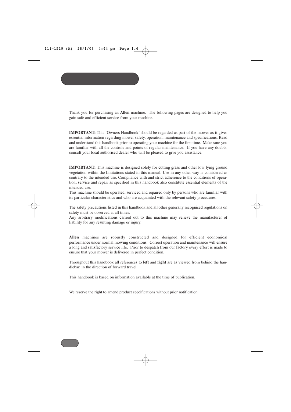 Introduction | Hayter Mowers Hovertrim 185E XR16 User Manual | Page 6 / 28