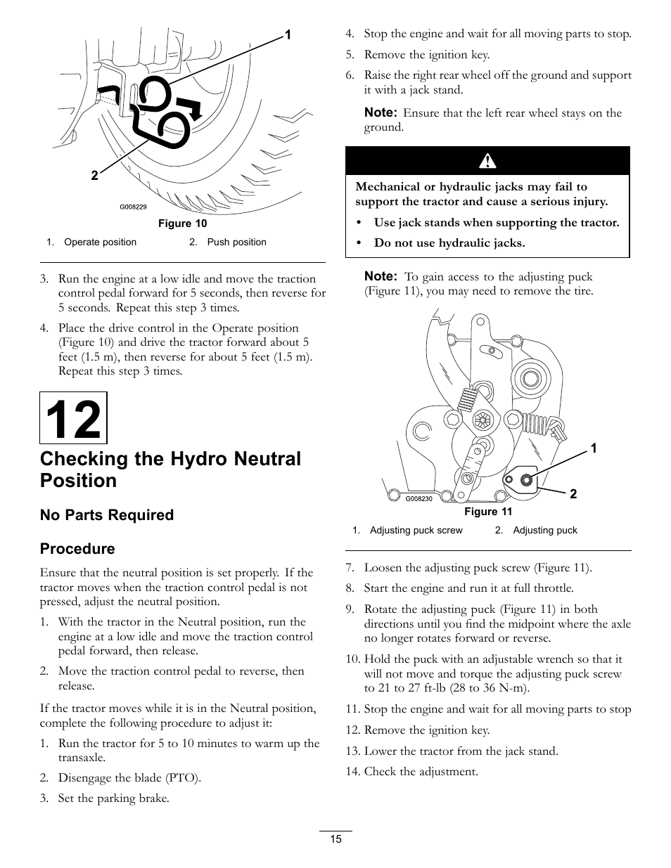 Checking the hydro neutral position | Hayter Mowers RT380H User Manual | Page 15 / 52