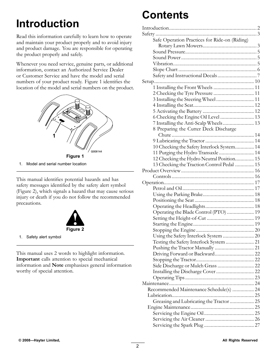 Hayter Mowers RT380H User Manual | Page 2 / 52