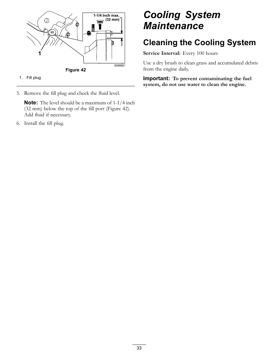 Cooling system maintenance, Cleaning the cooling system, Figure 42 | Hayter Mowers RT380H User Manual | Page 33 / 52