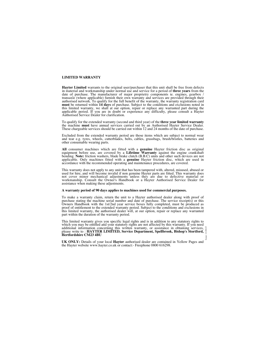 Hayter Mowers RT380H User Manual | Page 51 / 52