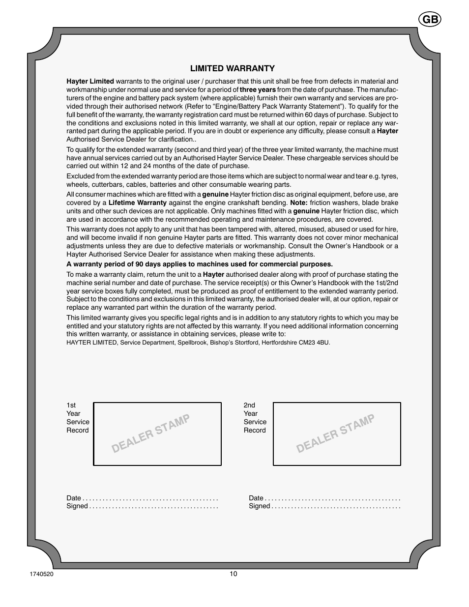Hayter Mowers 13/30 User Manual | Page 10 / 20
