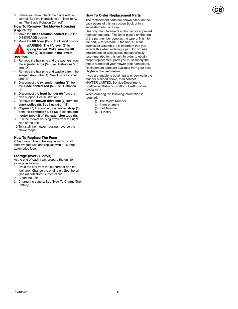 Hayter Mowers 13/30 User Manual | Page 18 / 20