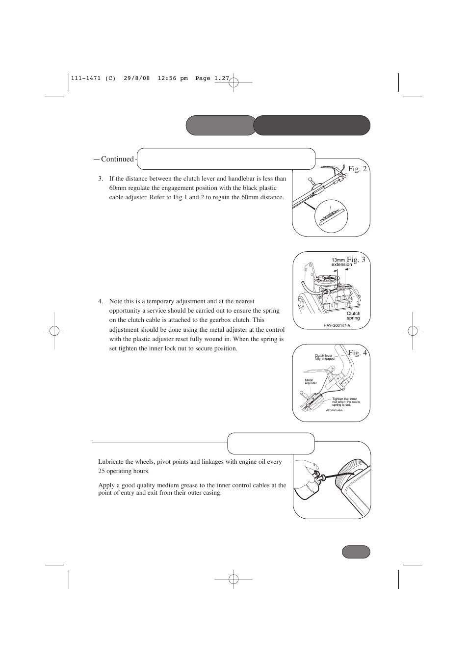 Fig. 2, Continued, Fig. 3 | Fig. 4 | Hayter Mowers Harrier 56 561F User Manual | Page 27 / 44