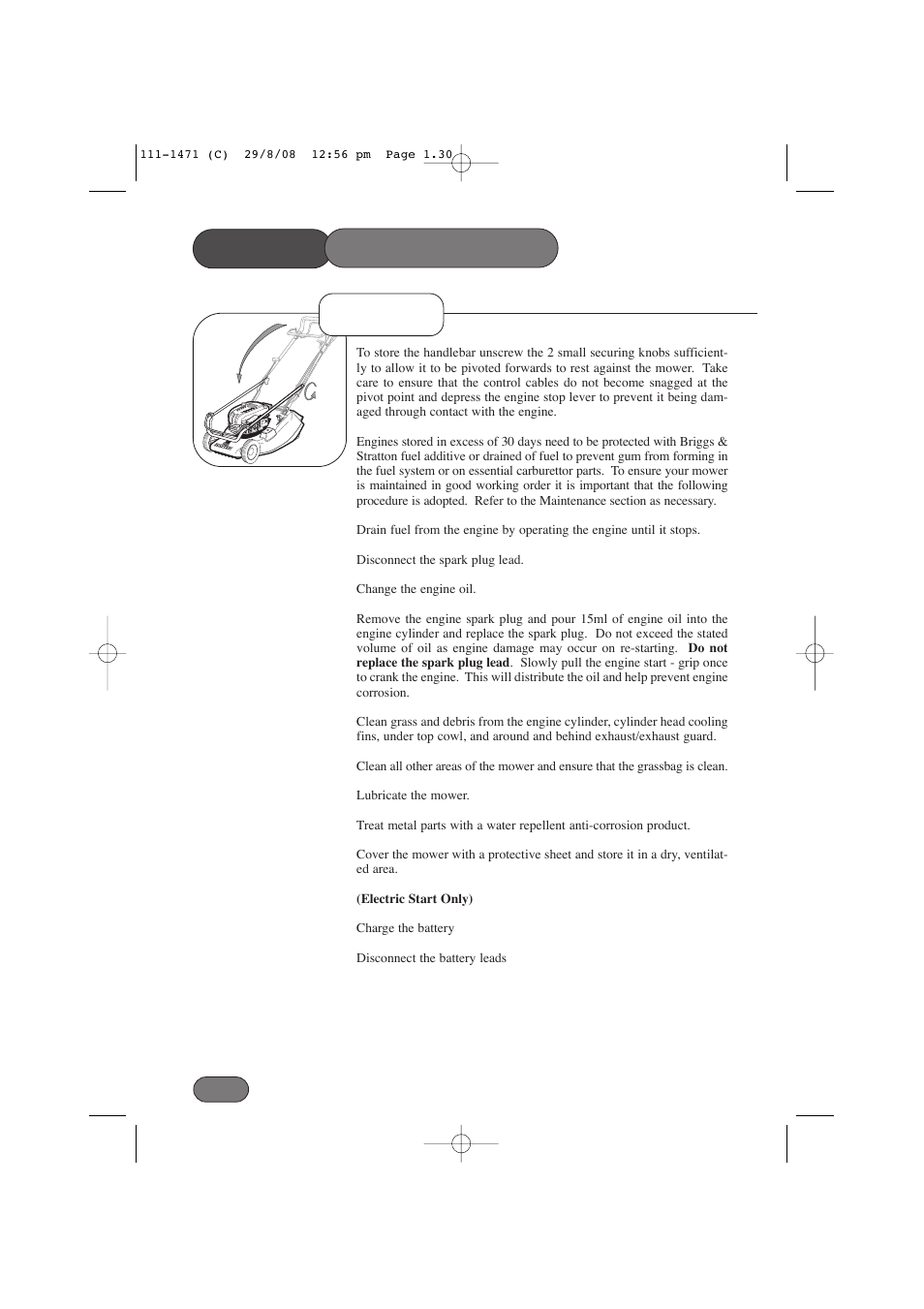 Mower maintenance, Storage | Hayter Mowers Harrier 56 561F User Manual | Page 30 / 44