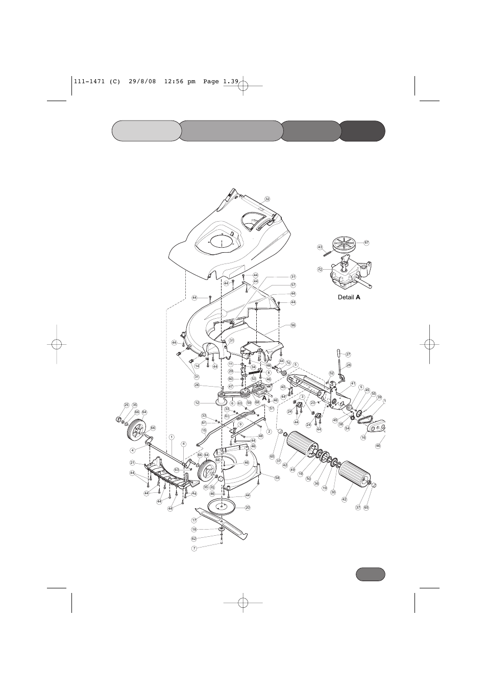 List parts mainframe lower, Detail a | Hayter Mowers Harrier 56 561F User Manual | Page 39 / 44