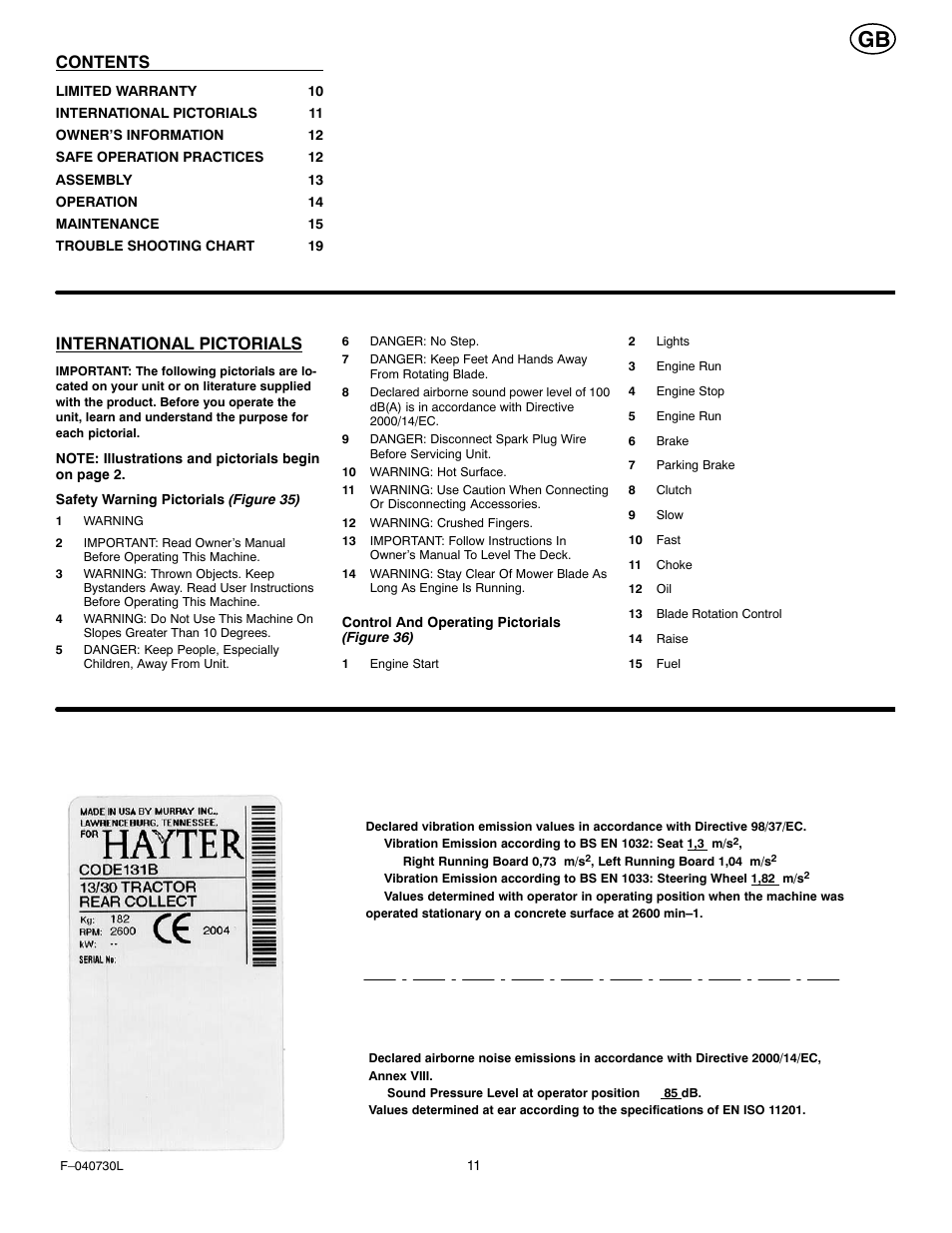 Hayter Mowers 131B User Manual | Page 11 / 40