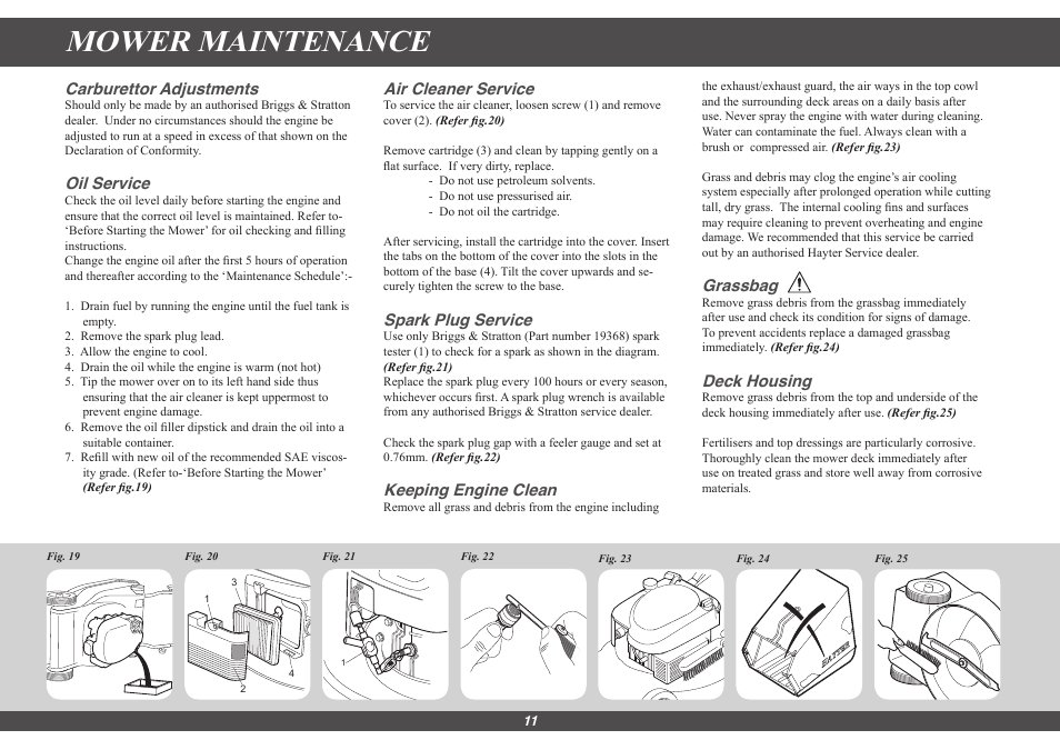 Mower maintenance | Hayter Mowers Motif 435G User Manual | Page 11 / 18