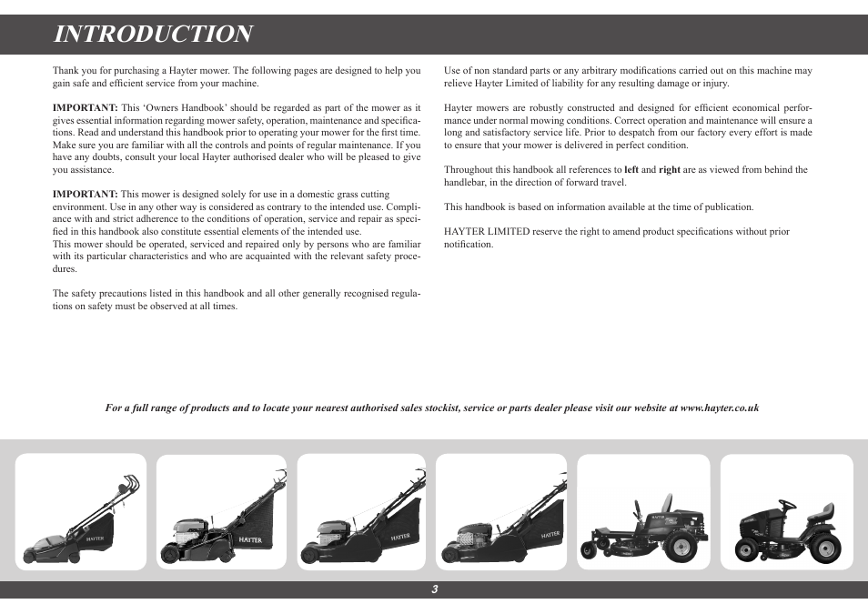 Introduction | Hayter Mowers Envoy 36 100E User Manual | Page 3 / 16