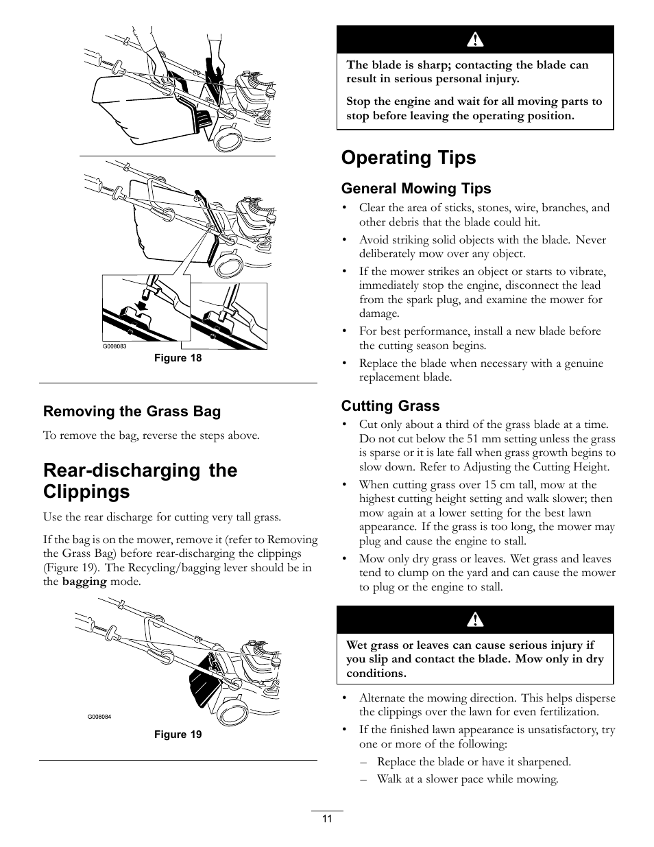 Rear-discharging the clippings operating tips, Figure 18, Rear-discharging the clippings | Operating tips | Hayter Mowers R48 Recycling Mower 447F User Manual | Page 11 / 24
