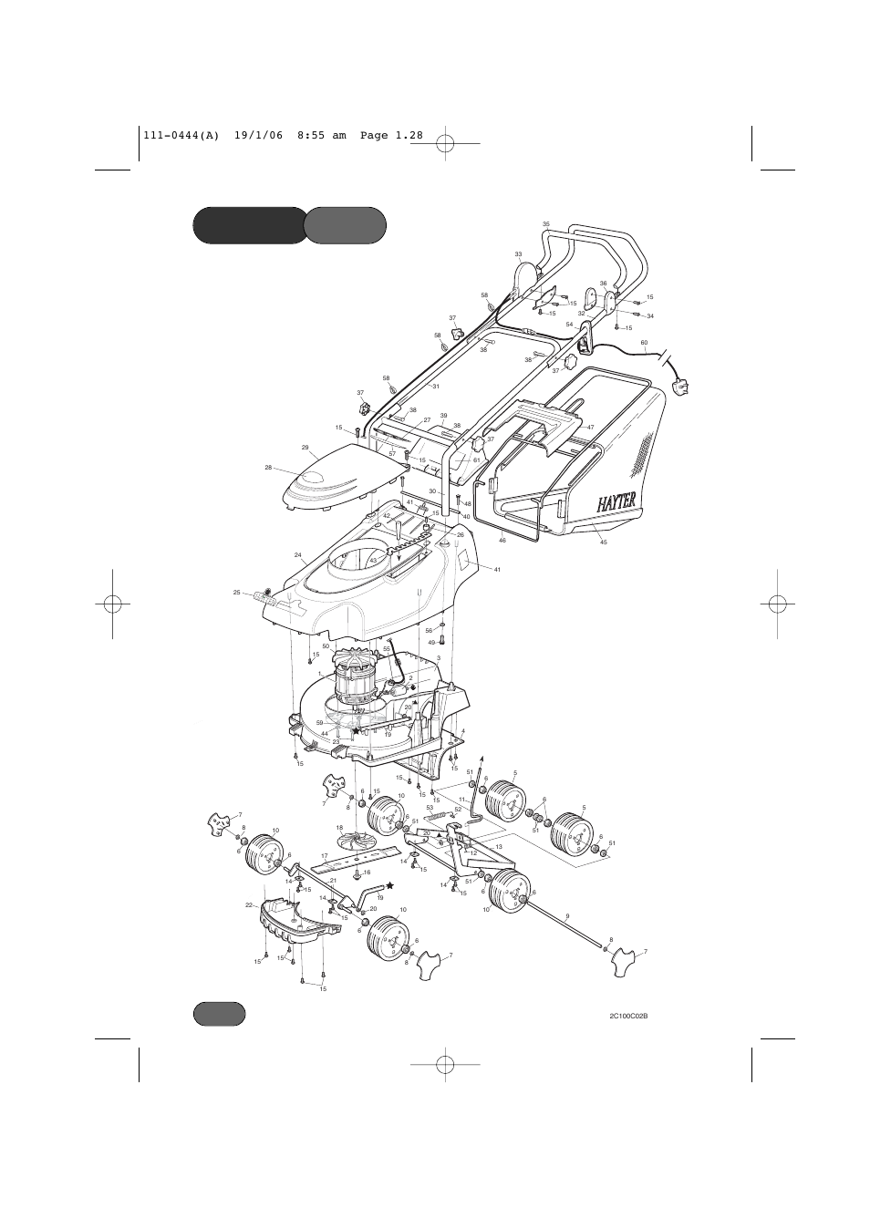 Parts list | Hayter Mowers Envoy Lawn Mower 100D User Manual | Page 28 / 32