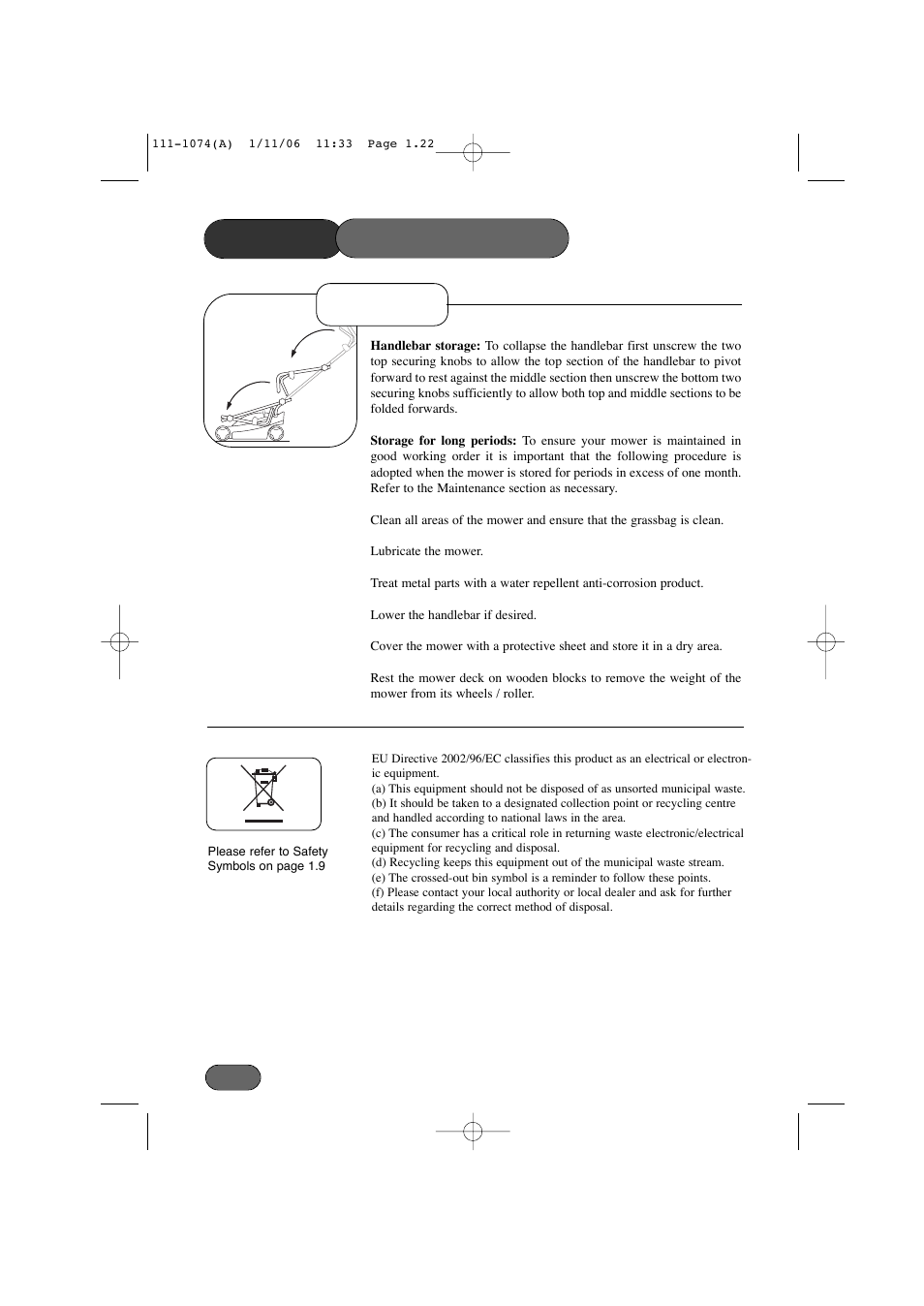 Storage mower maintenance | Hayter Mowers Envoy 36 User Manual | Page 22 / 32