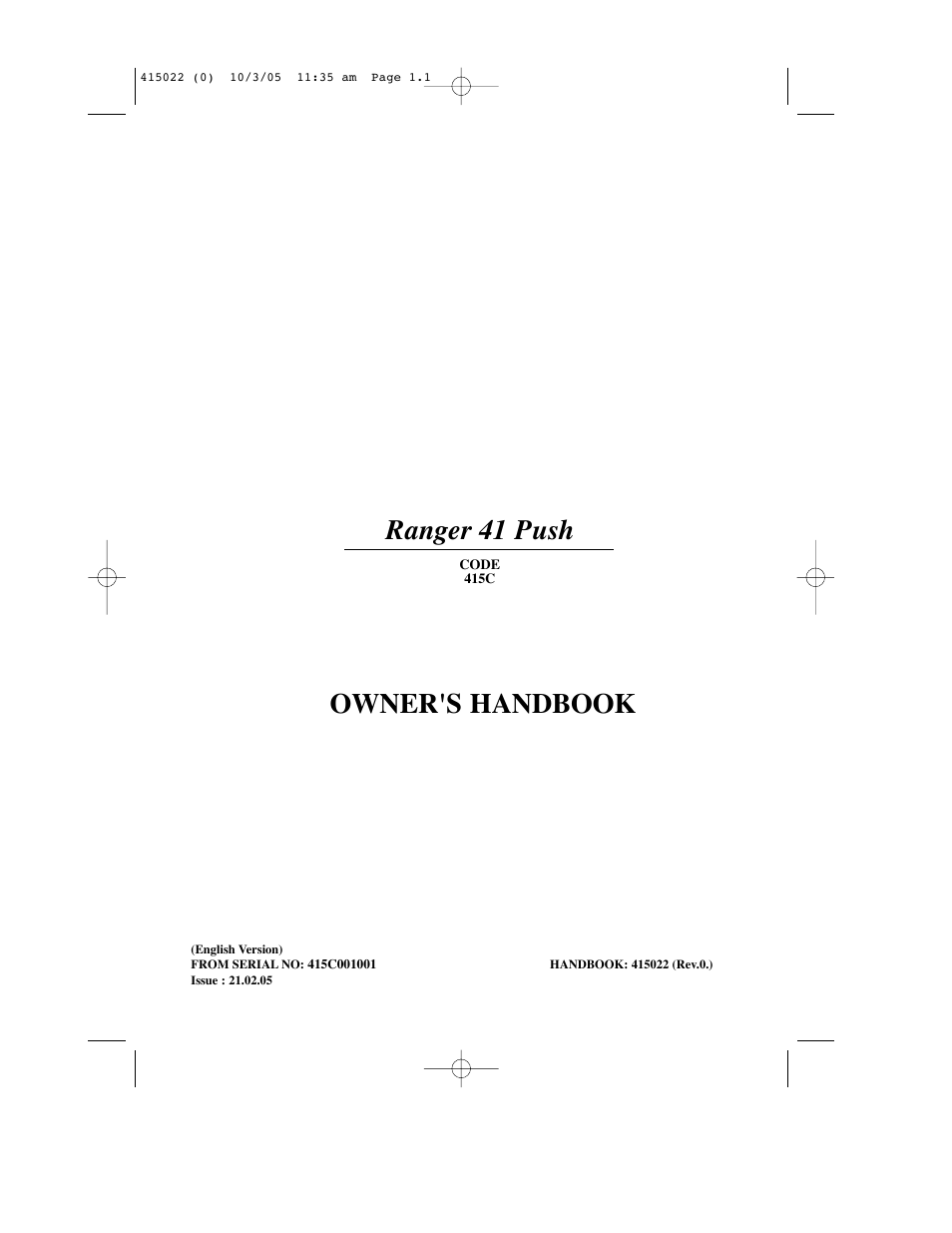 Hayter Mowers Ranger 41 Push User Manual | 35 pages