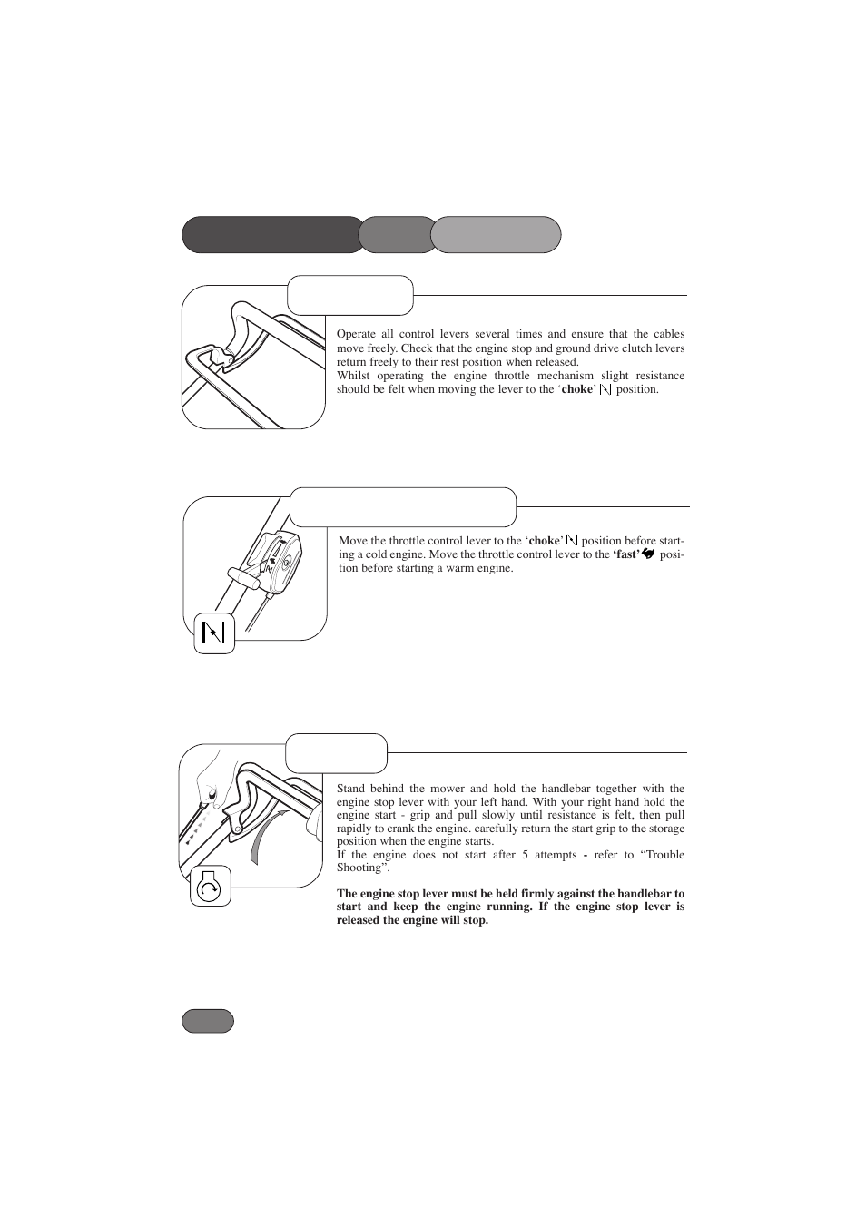 Controls, Starting - step 1 operating the mower step 2 | Hayter Mowers Harier 41 412E User Manual | Page 14 / 40