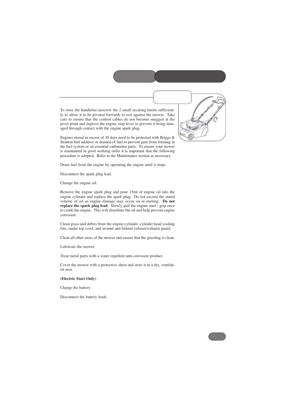 Mower maintenance storage | Hayter Mowers Harier 41 412E User Manual | Page 29 / 40