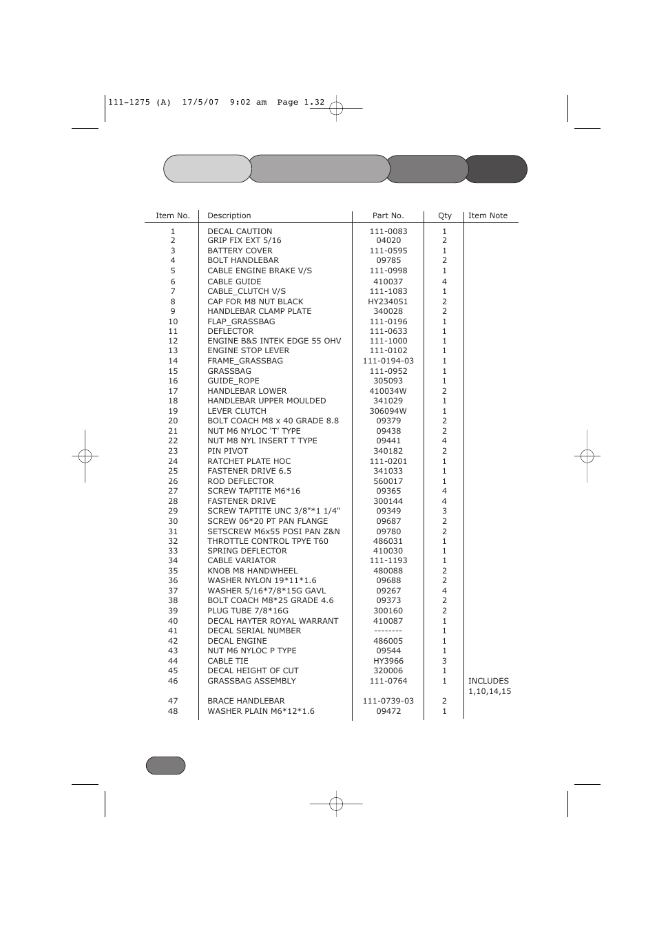 List parts mainframe upper | Hayter Mowers Harrier 48 PRO User Manual | Page 32 / 40