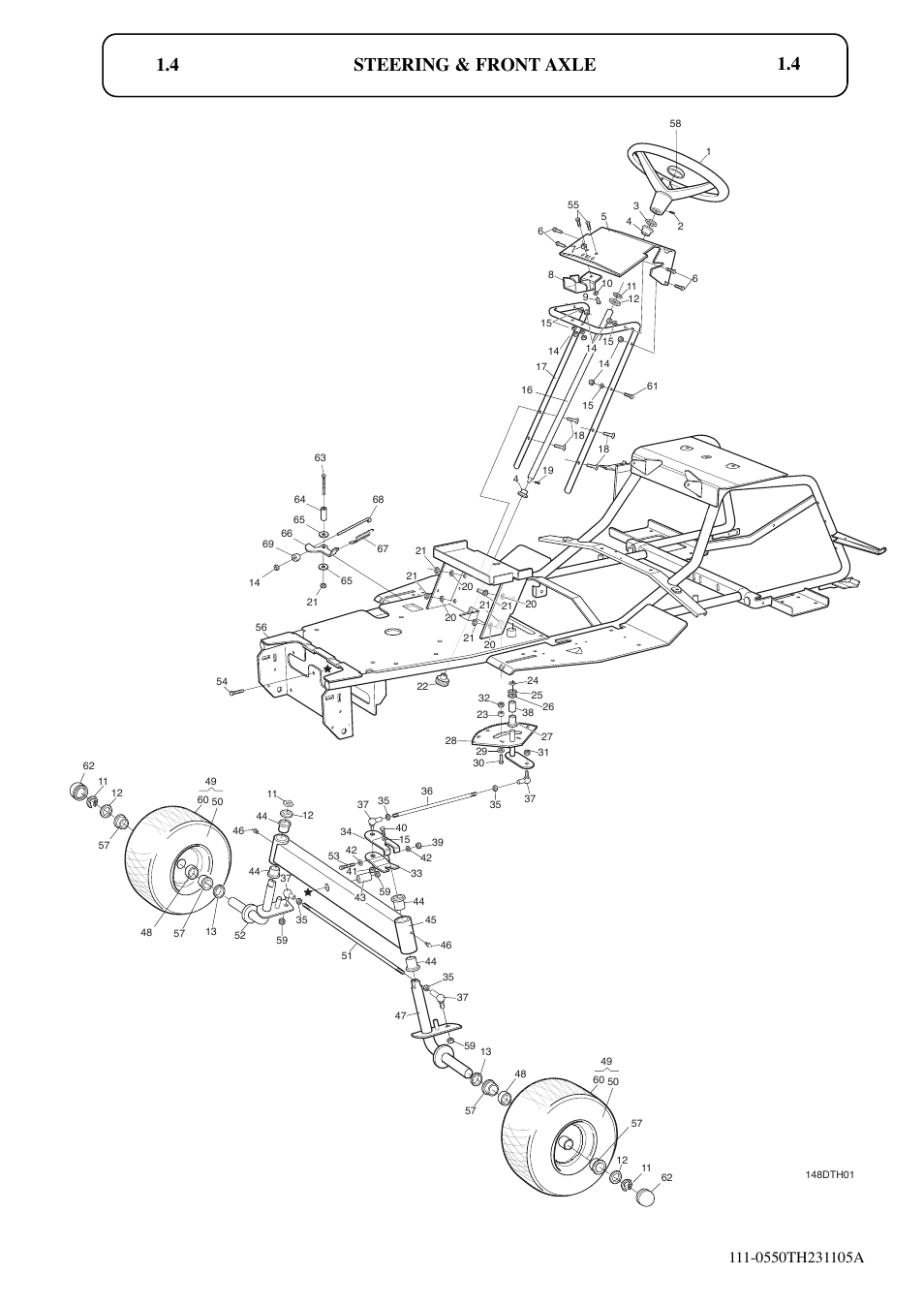 Steering & front axle 1.4 1.4 | Hayter Mowers RS82 User Manual | Page 4 / 30