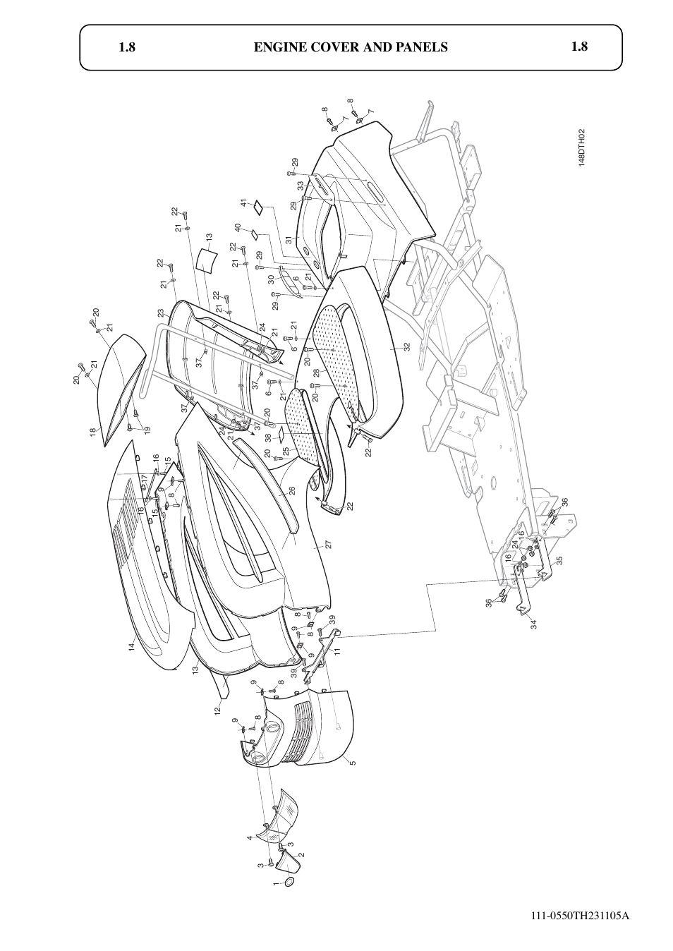 Engine cover and panels 1.8 1.8 | Hayter Mowers RS82 User Manual | Page 8 / 30