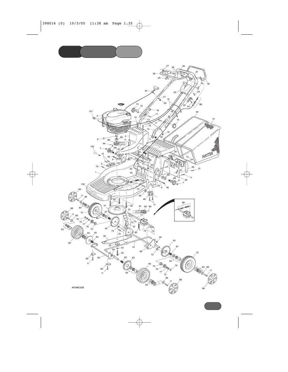 398 parts list, Brigg s & st ratt on | Hayter Mowers Ranger 399C User Manual | Page 35 / 40