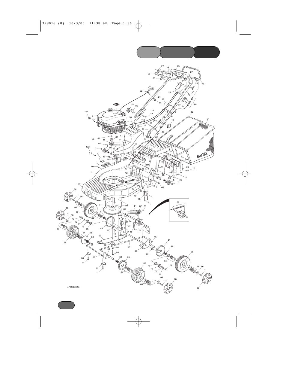 List parts 399, Brigg s & st ratt on | Hayter Mowers Ranger 399C User Manual | Page 36 / 40