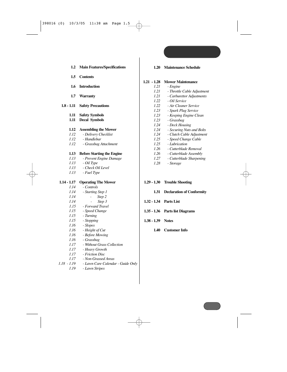 Hayter Mowers Ranger 399C User Manual | Page 5 / 40