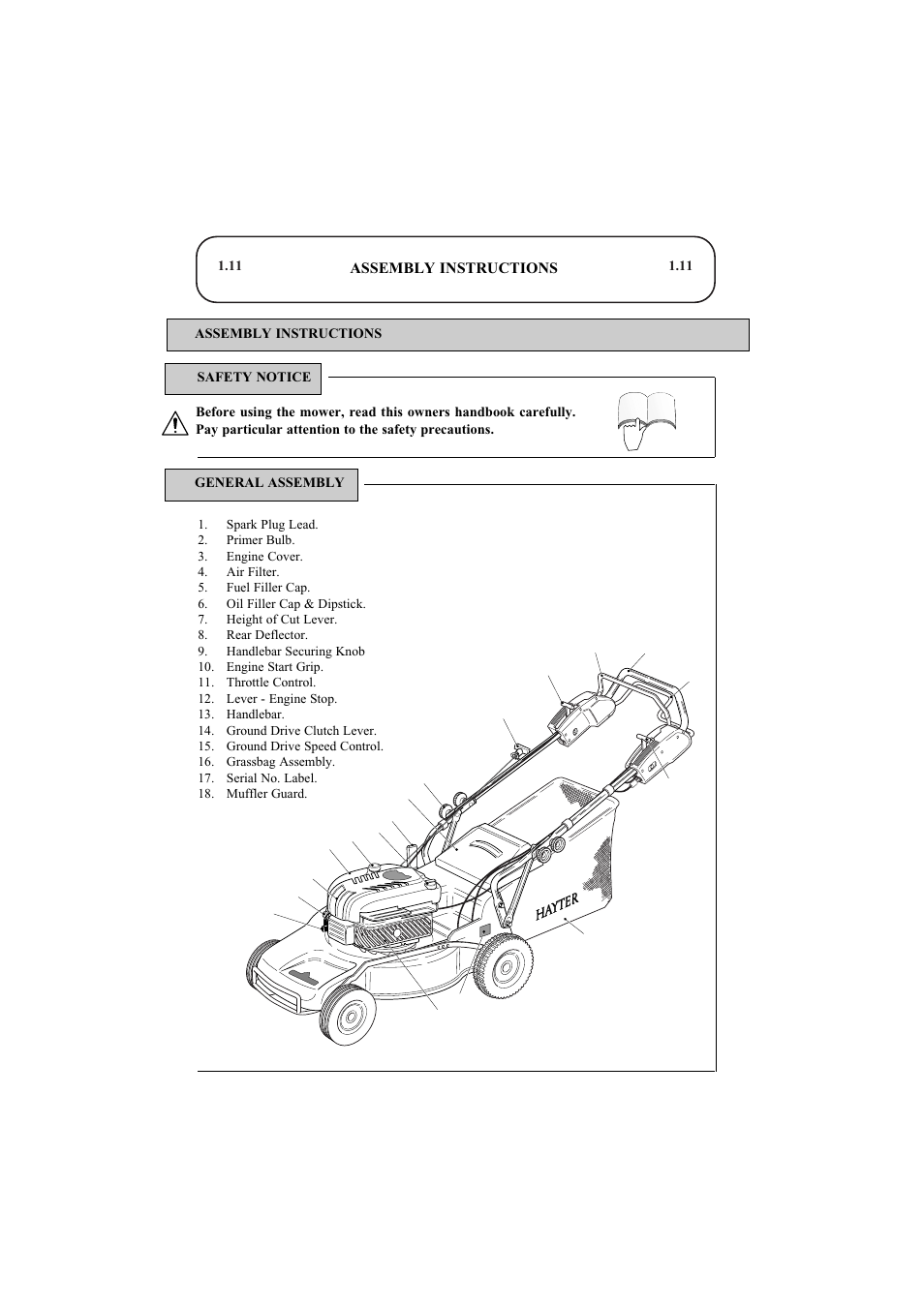 Assembly instructions | Hayter Mowers Ranger 53 Pro User Manual | Page 11 / 44