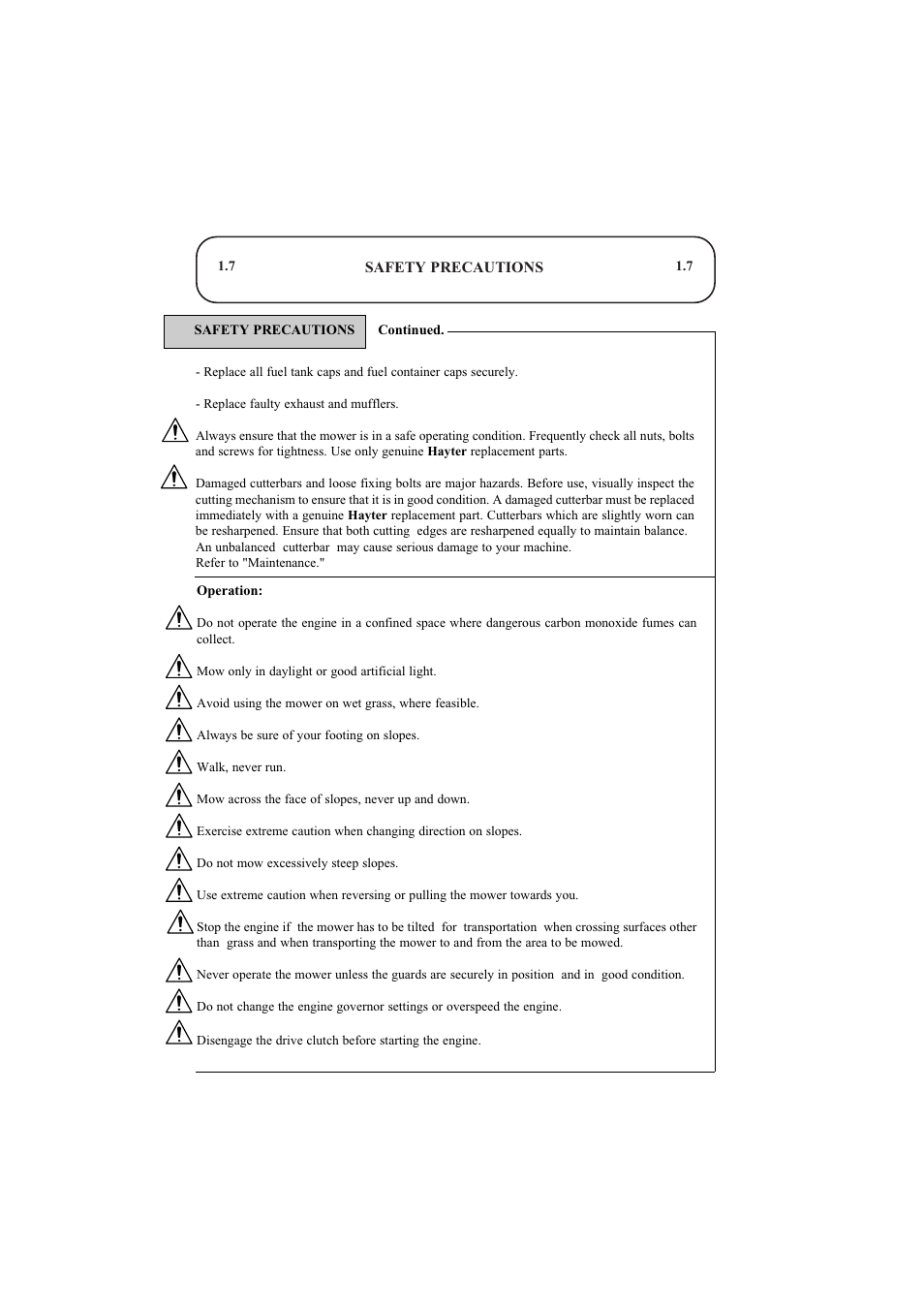 Hayter Mowers Ranger 53 Pro User Manual | Page 7 / 44
