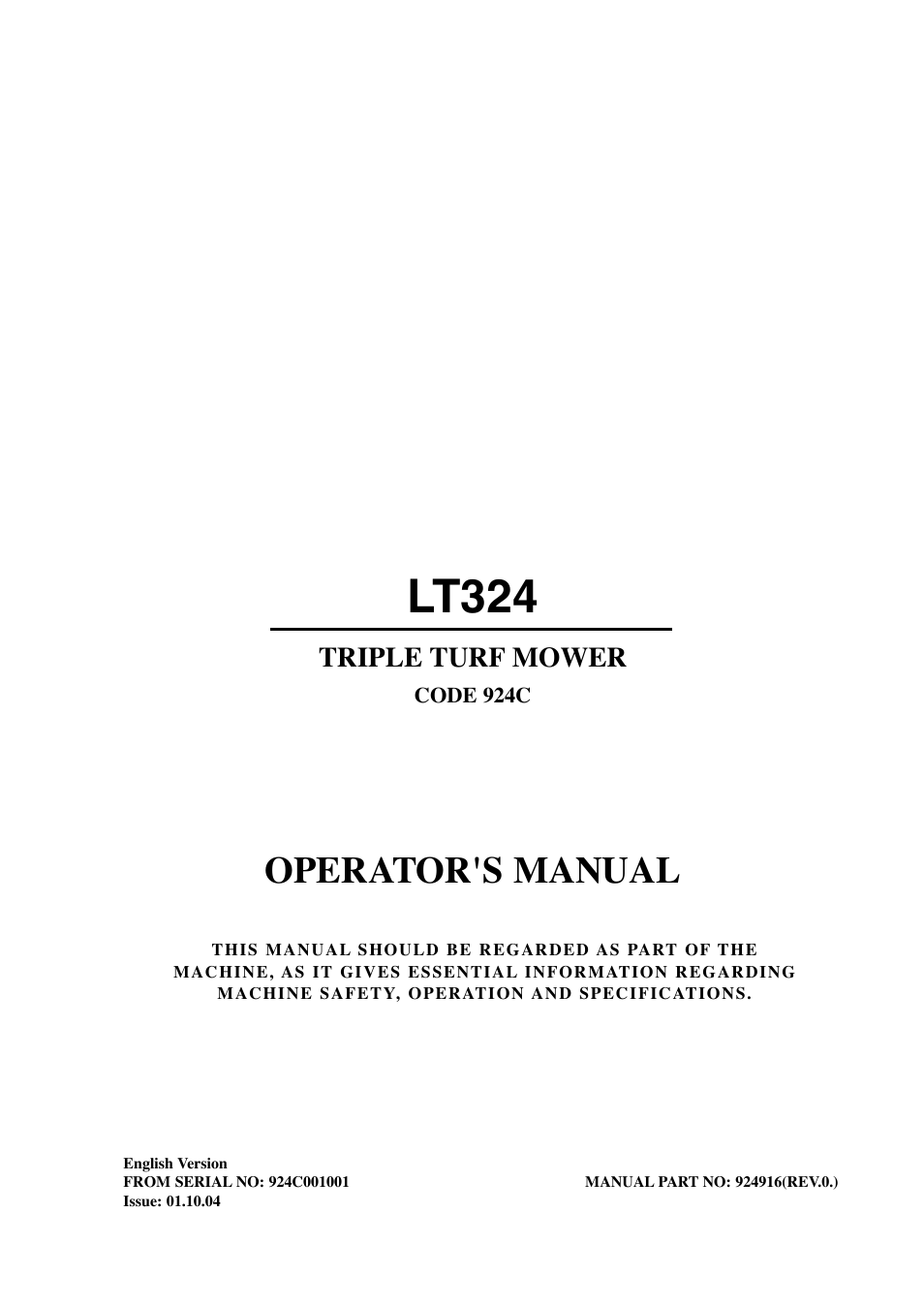 Hayter Mowers LT324 User Manual | 80 pages