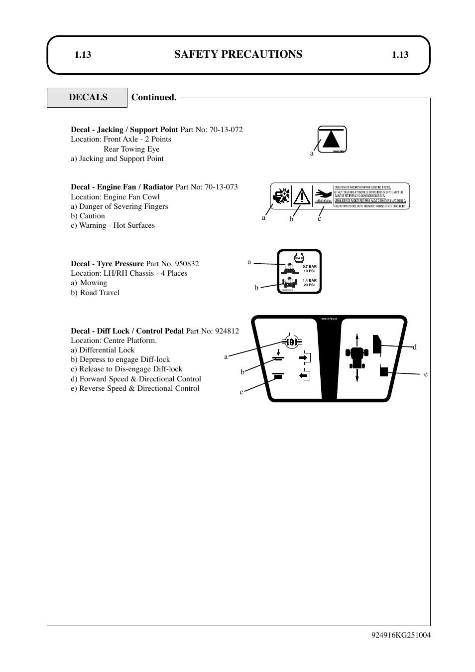 Safety precautions, Decals continued | Hayter Mowers LT324 User Manual | Page 13 / 80