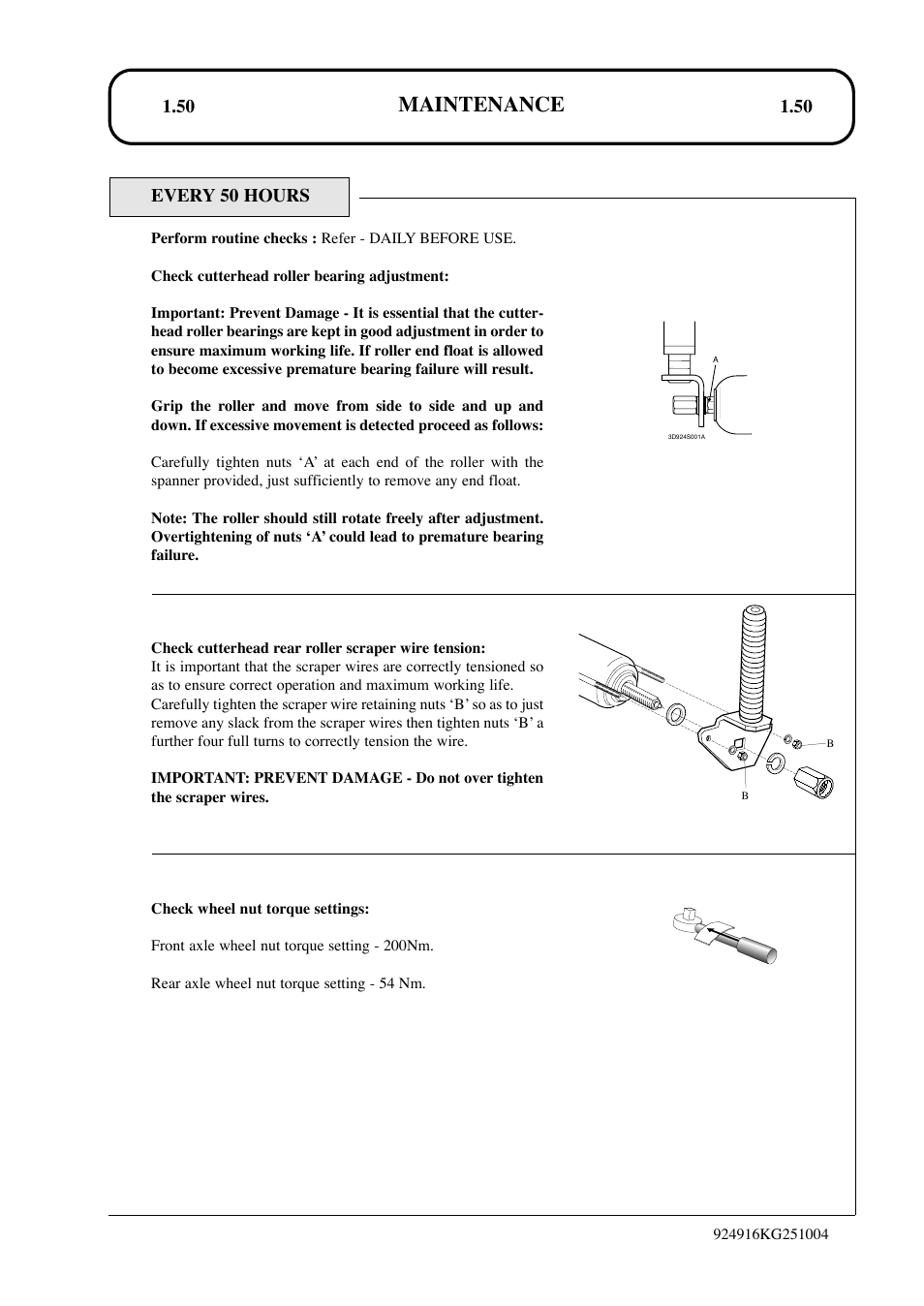 Maintenance, Every 50 hours | Hayter Mowers LT324 User Manual | Page 50 / 80