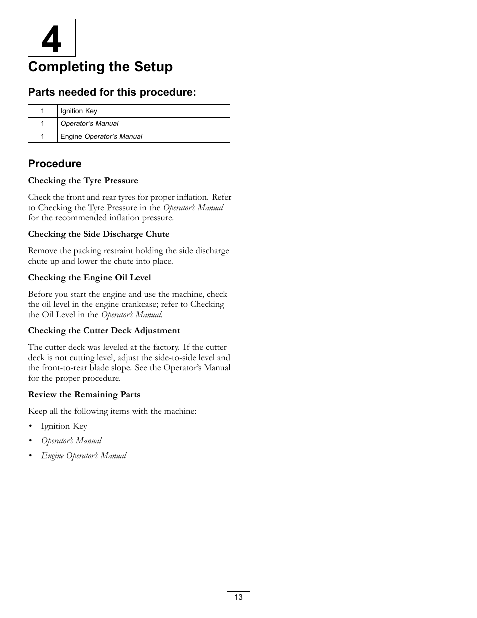 Completing the setup | Hayter Mowers RZT420H User Manual | Page 13 / 52