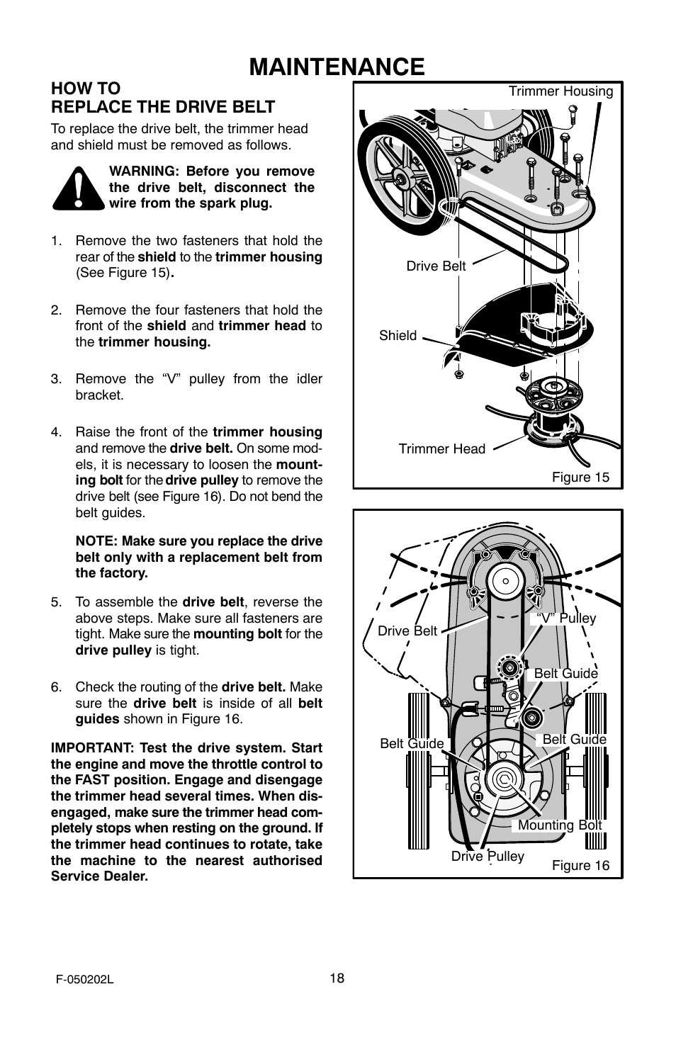 Maintenance, How to replace the drive belt | Hayter Mowers 407C User Manual | Page 18 / 28