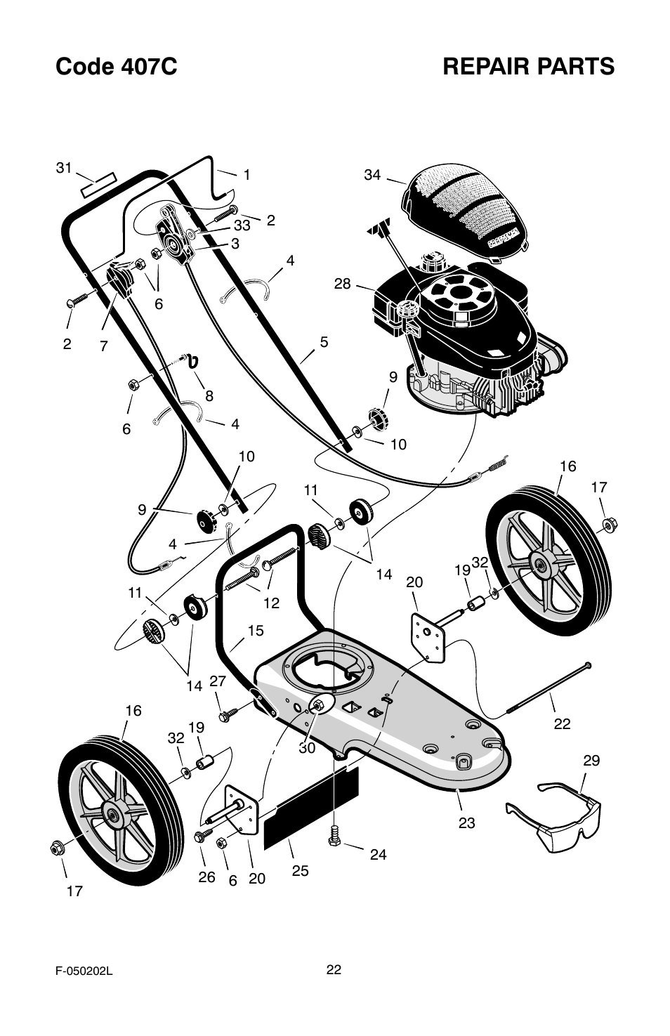 Code 407c repair parts | Hayter Mowers 407C User Manual | Page 22 / 28