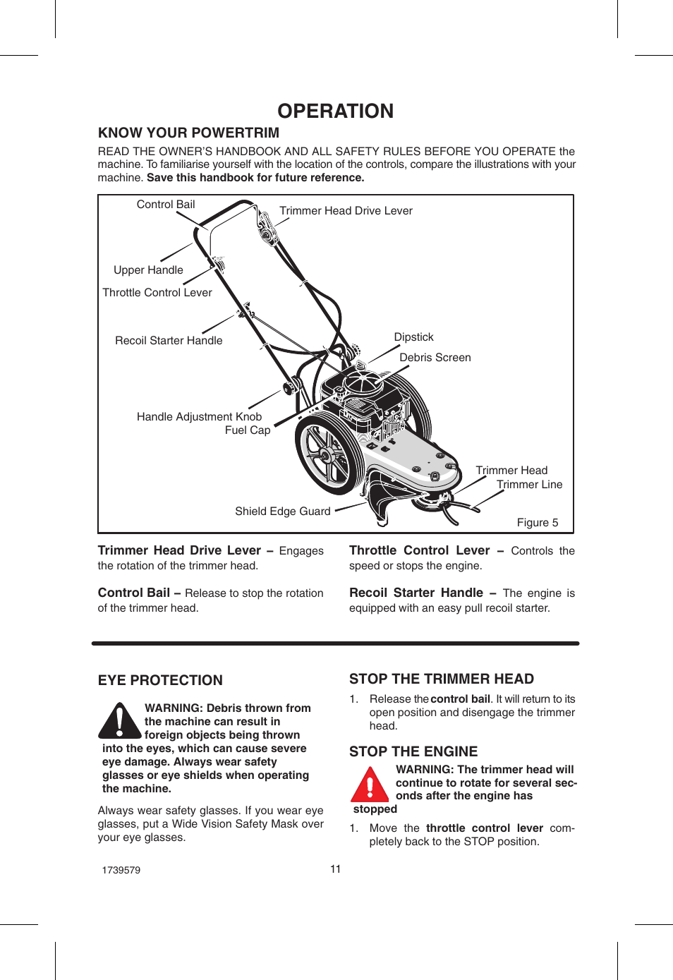 Operation | Hayter Mowers Powertrim 407F User Manual | Page 11 / 30