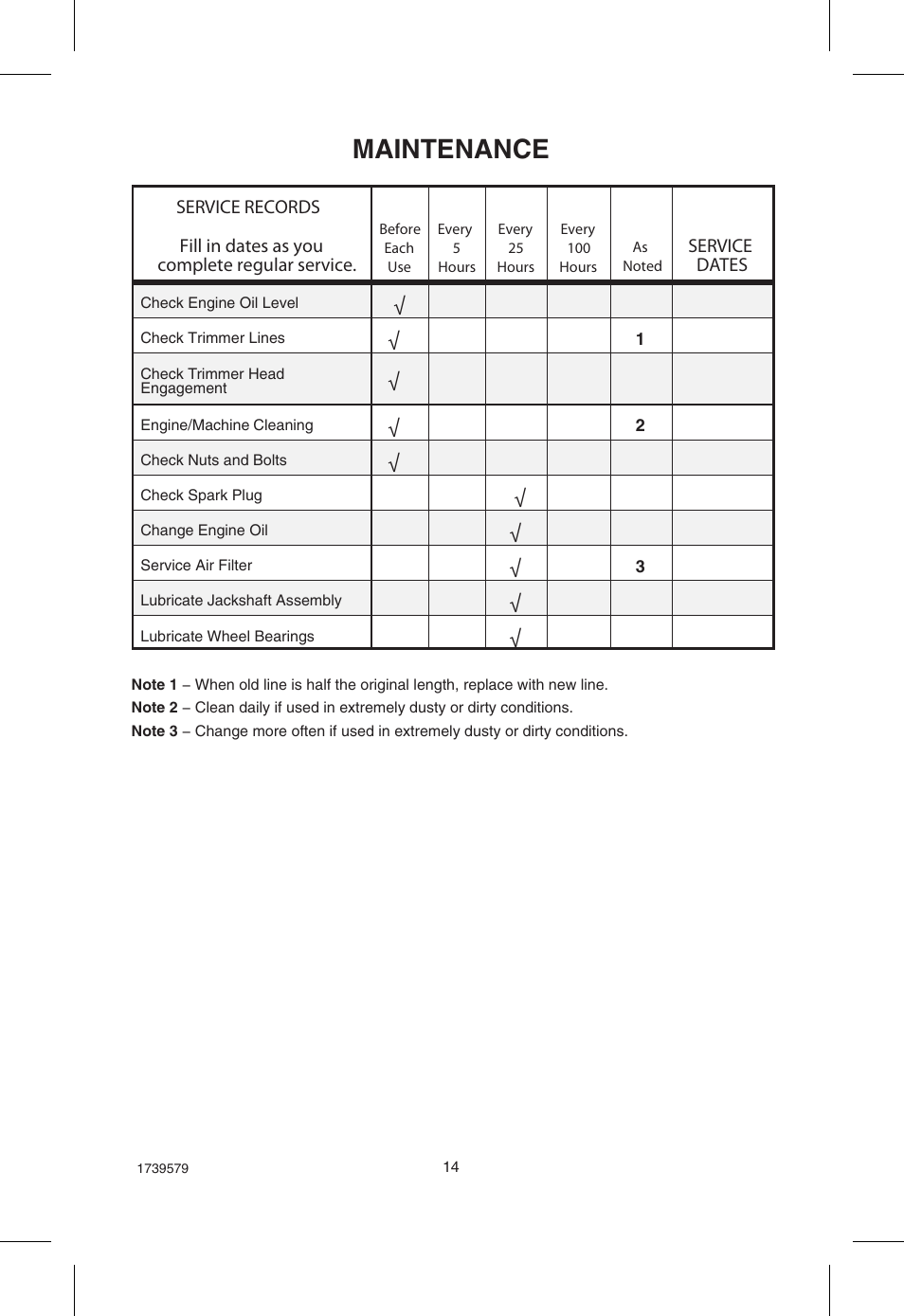 Maintenance | Hayter Mowers Powertrim 407F User Manual | Page 14 / 30