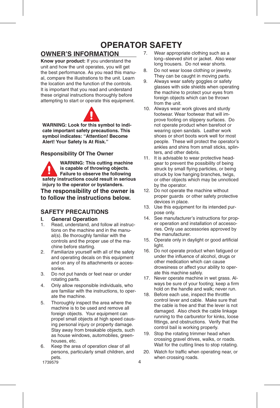 Operator safety, Owner’s information | Hayter Mowers Powertrim 407F User Manual | Page 4 / 30